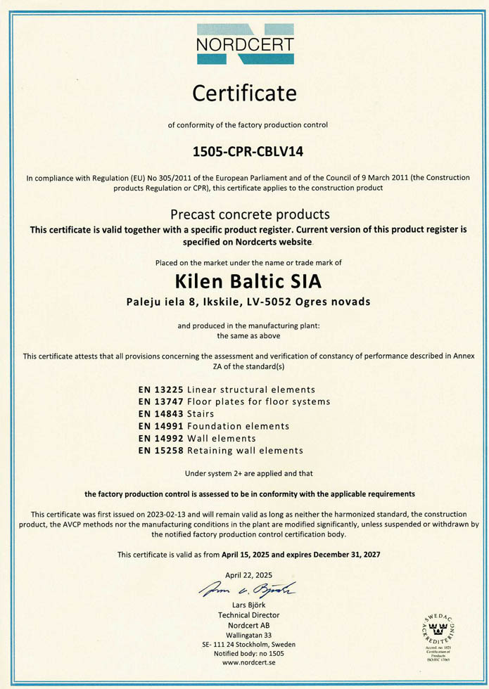 Сертификат Nordecert CPR и CE
